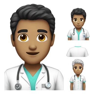 black hair white skin male nurse sticker