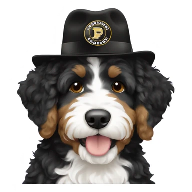 Bernedoodle with purdue hat sticker