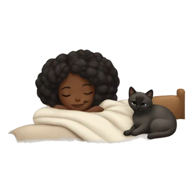 Dark-skinned girl sleep with siamese cat blanket  sticker