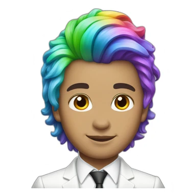 Posh-boy-with-white-suit-and-rainbow-unicorn-hair sticker