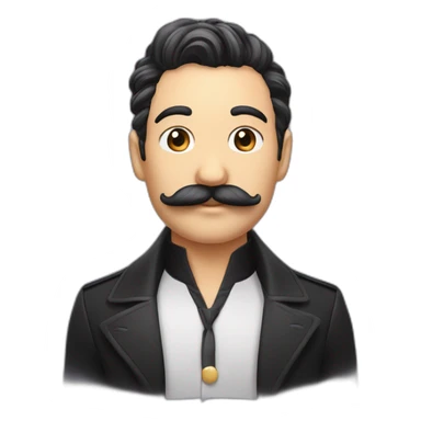 petite moustache cheveux noir plaquer d'un côté peau blanc sticker