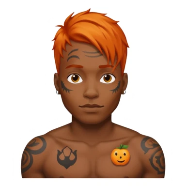 Tattooed black man with orange hair sticker