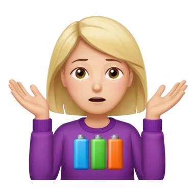 A kindergardenteacher with an empty battery icon above their head an exhausted and stressed face sticker