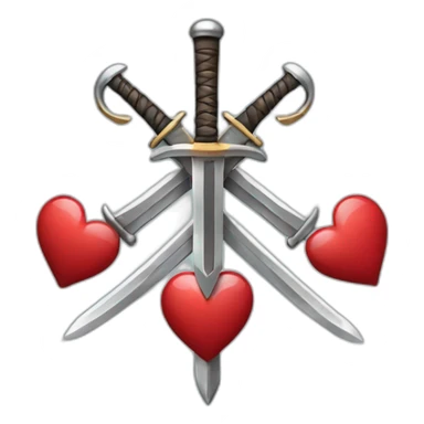 Two cross swords with 2 hearts around  sticker