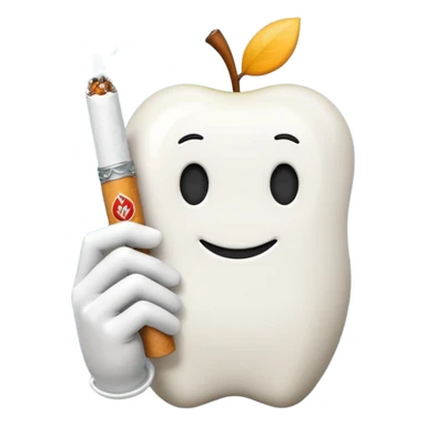 cartoon white glove hand holding a cigarette in a casual pose, Apple emoji style sticker