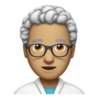 A brain doctor with glasses and a robe sticker