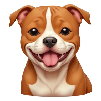 Cinematic Cute Yawning Red/Fawn Staffordshire Bull Terrier Portrait Emoji, Head tilted slightly with a dramatic, wide-open yawn, showcasing a smooth red/fawn Fur with crisp white accents, floppy ears slightly drooping, round dark eyes barely open in drowsy contentment, Simplified yet irresistibly adorable features, highly detailed, glowing with a soft, cozy glow, high shine, relaxed yet expressive, stylized with a touch of whimsy, bright and endearing, soft glowing outline, capturing the essence of a sleepy yet affectionate guardian, so drowsy it feels like it could stretch right out of the screen and curl up for a nap! sticker