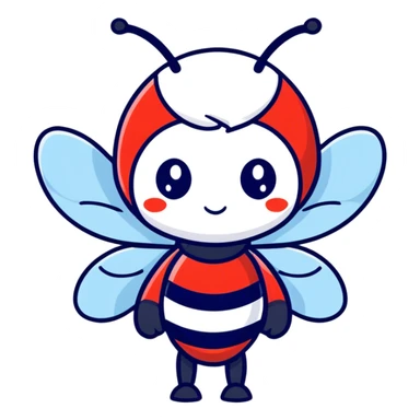 Female bee clip art red white blue patriotic sticker