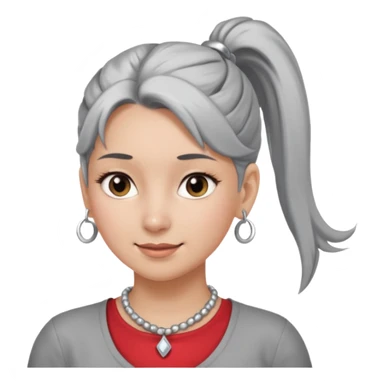 Female with Silver Necklace, grey skin,ponytail hair, different expressions. sticker