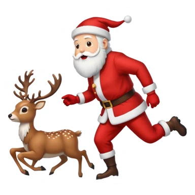Santa chasing a deer sticker