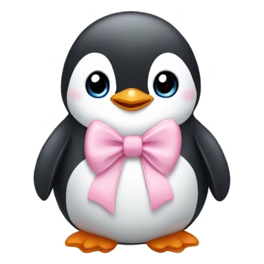 baby Penguin wearing baby pink bow sticker