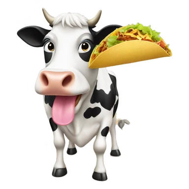 A cow on the beach eating a taco sticker