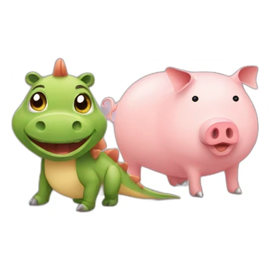 a cartoon dinosaur sitting next to a pig and a piggygygygygygygygygygygygygygygygygy sticker