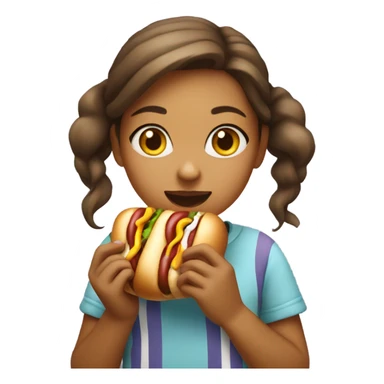 Girl eating hot dog sticker