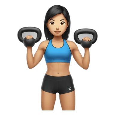 Asian girl CrossFiter with kettlebells sticker