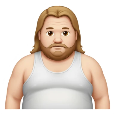 Long hair fat men in white tank top sticker