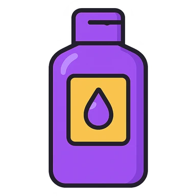 small shiny purple shampoo bottle, clean design, modern look sticker