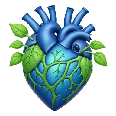 Blue ameba heart green photosynthesis cells alien heart sticker