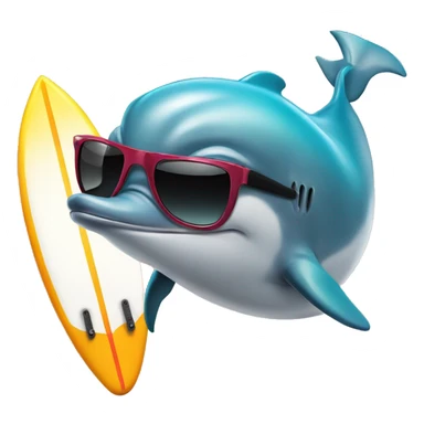 dolphin with sunglasses and a surfboard sticker