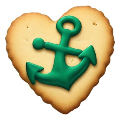 cookie heart with dark green anchor sticker