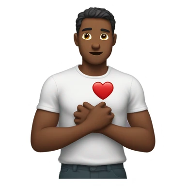 man clenching his heart sticker