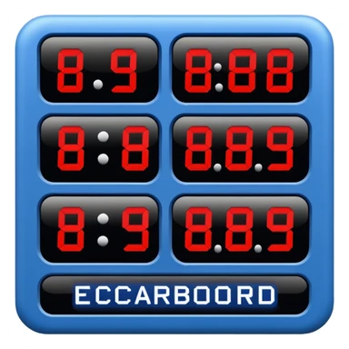 electronic scoreboard in blue (#00A3E0) and red (#F9423A) sticker