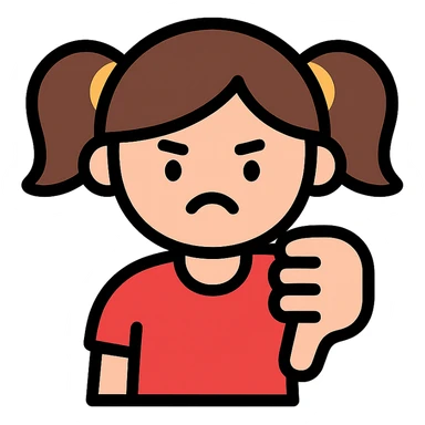 colored icon of a girl showing thumbs down sticker