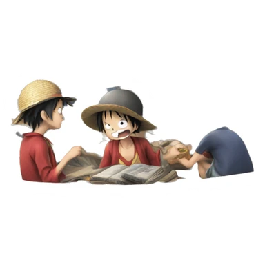 luffy learning japanse on boat  sticker