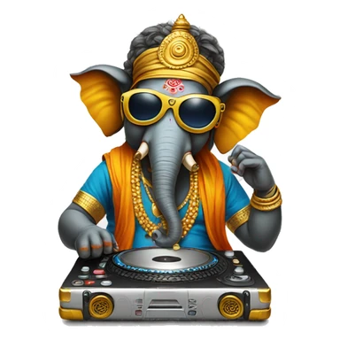 ganesha with goggles and playing DJ sticker