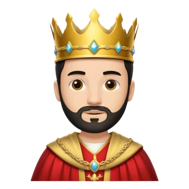 Bearded King, young king with short black beard, wearing crown
 sticker