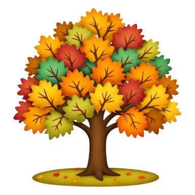 Fall tree with beautiful autumn colors, felt texture, scrapbooking sticker