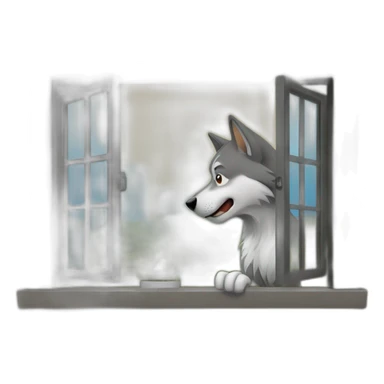 Hombre lobo mirando por una ventana sticker