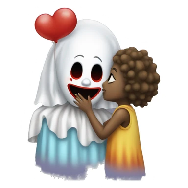 Girl clown kissing a ghost  sticker