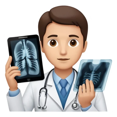 A doctor looking at an x-ray sticker