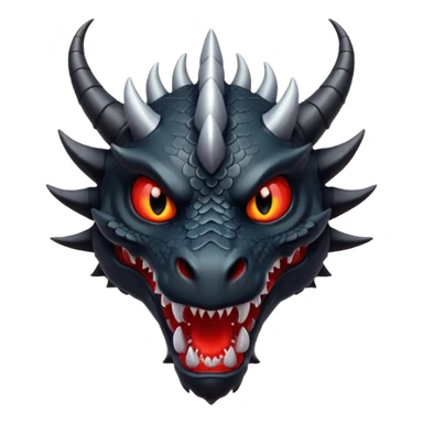 A terrifying black dragon with red brillants eyes, great black horns. sticker