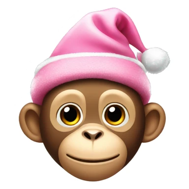 cute monkey with pink Christmas hat sticker