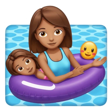 Girl with brown hair on a pool float sticker