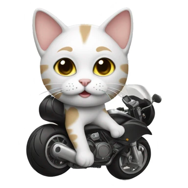 Cat with a curly motorcycle sticker