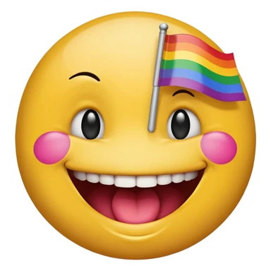 Smiley face biting lip with progress pride flag skin sticker