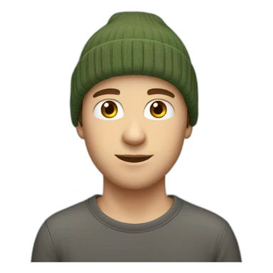 a 28 years old caucasian boy with a beanie sticker