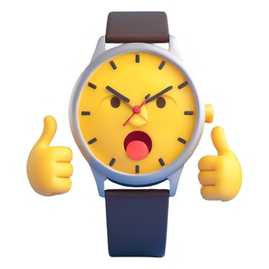 A yellow emoji face with a worried expression, looking at a wristwatch with raised eyebrows, showing urgency and stress sticker