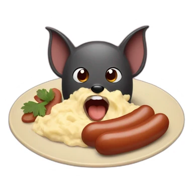 a bat eating sausages and mash sticker