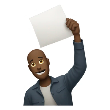 person holding paper sign above their head sticker