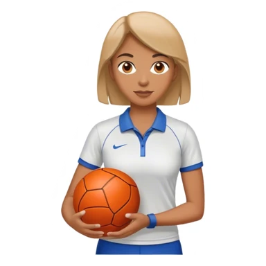 female sport coach holding ball sticker