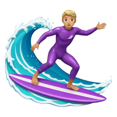 glitter surfer purple surf in wave ocean cian sticker