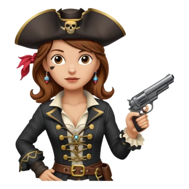 Lady Pirate With Gun, point to thr front. sticker