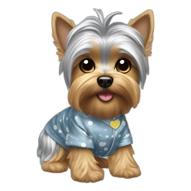 Silver Yorkie wearing pj’s sticker