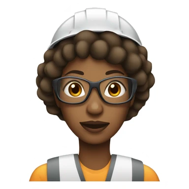 Black woman wearing a safety helmet, safety glasses and earplugs sticker