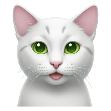 white, some gray cat with green eyes, pink nose  sticker