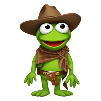 Kermit the frog with a cowboy sticker
